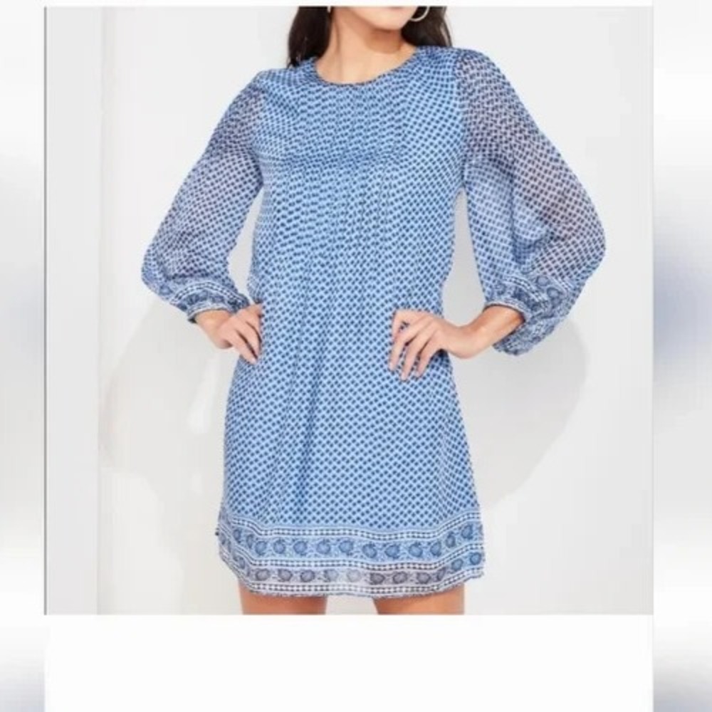 Vineyard Vines Blue Printed Mini Dress, Size XL